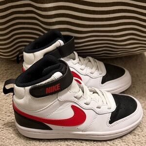 Nike White and Black High-Tops with Red Swoosh- like new!